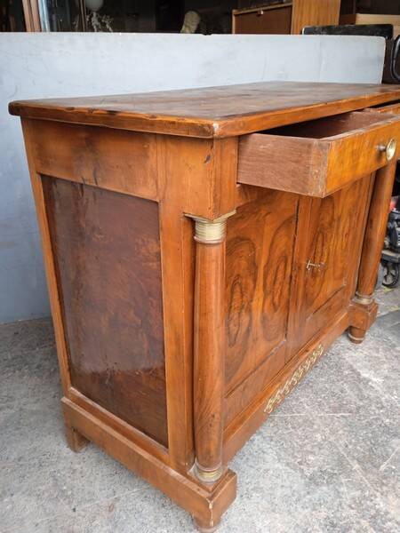 Buffet Empire period bronze marquetry walnut and fruit tree