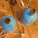 Pair of lamp bases, old ceramic gas bottle