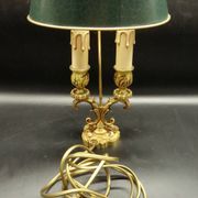 Louis XV style lamp from Lucien GAU - green lampshade with crackle effect metal.