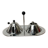 Postmodern Italian plateau for sugar and milk by Michael Graves for Alessi, 1980s, set of 3.