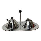 Plateau postmoderne italien pour sucre et lait par Micheal Graves pour Alessi, années 1980, ensemble de 3