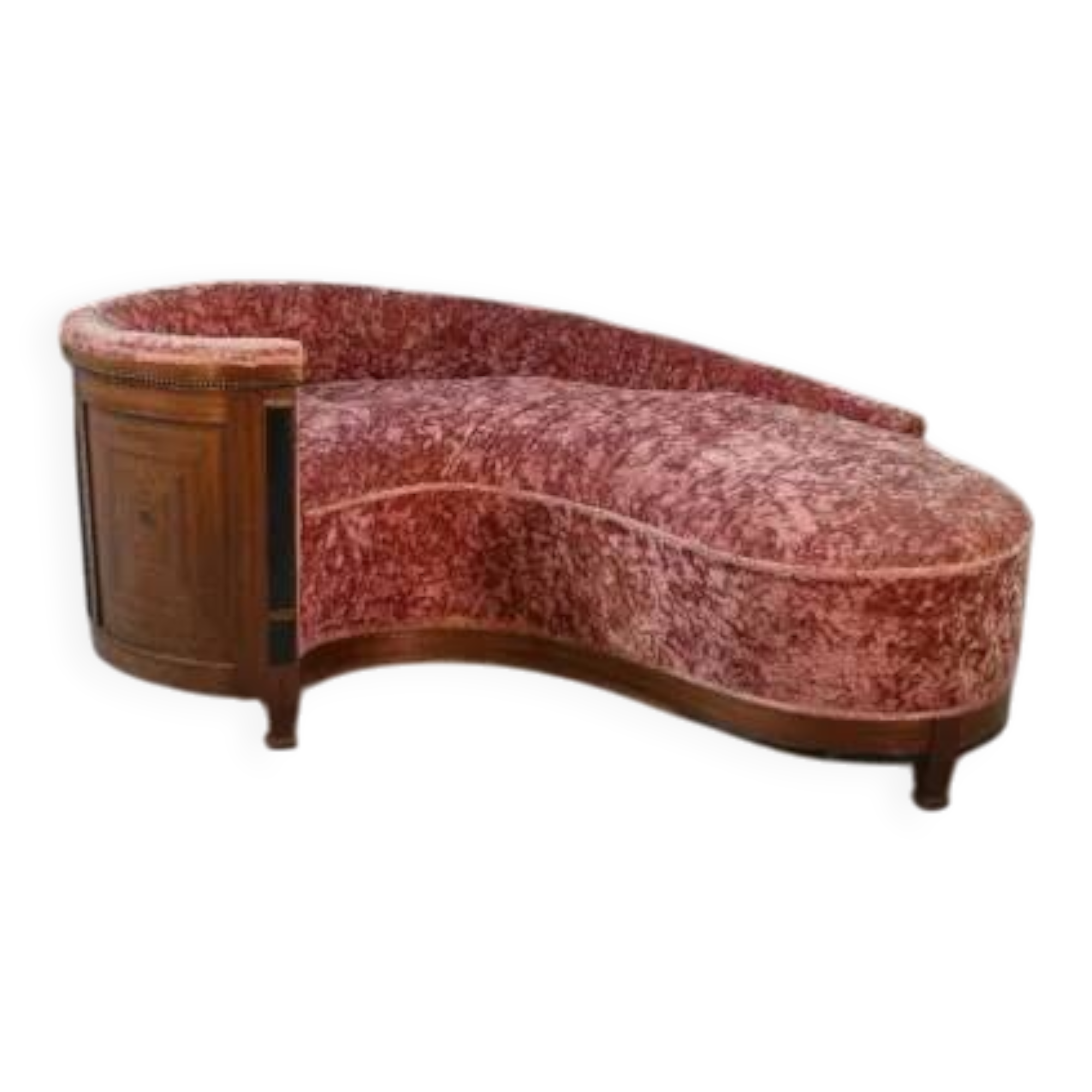 Art Deco "Kidney" sofa in mahogany veneer, 1930s