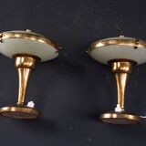 Rare pair of bedside lamps in curved glass attributed to Pietro Chiesa. Ita