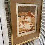Ancienne lithographie nicole tercinet levin « composition « + cadre doré