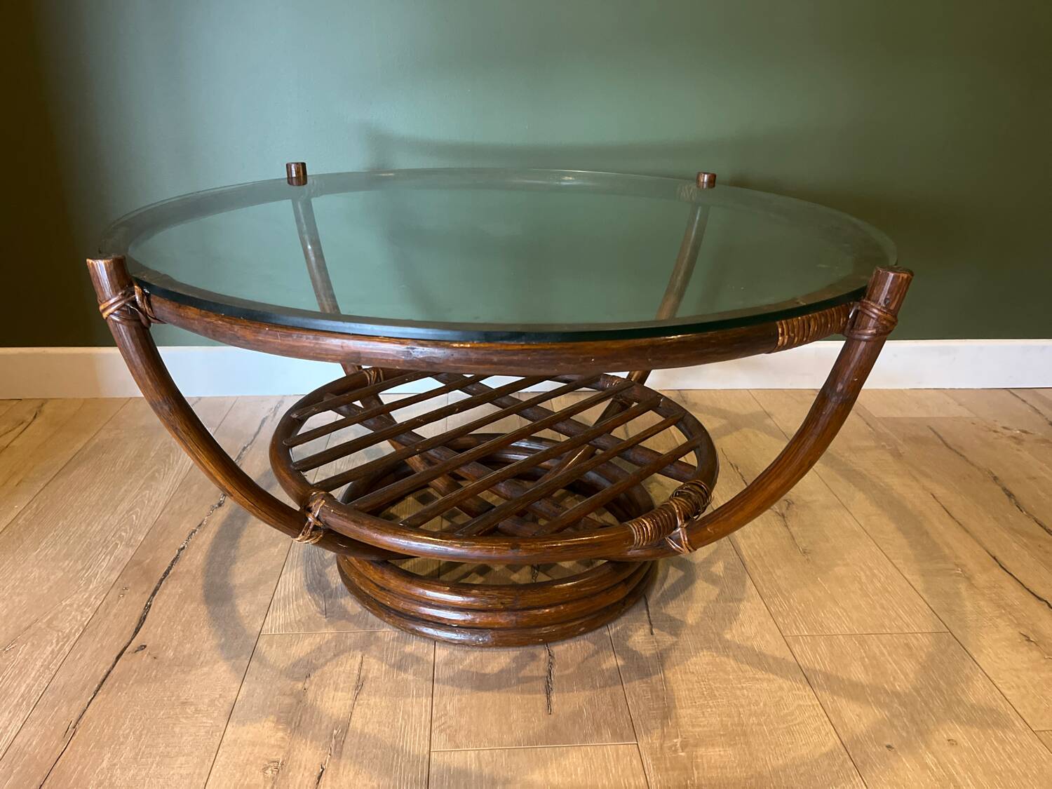 Vintage bamboo rattan coffee table