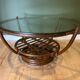 Vintage bamboo rattan coffee table
