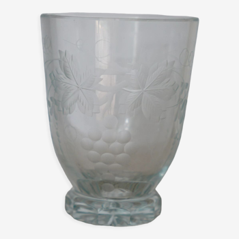 Art deco engraved glass vase