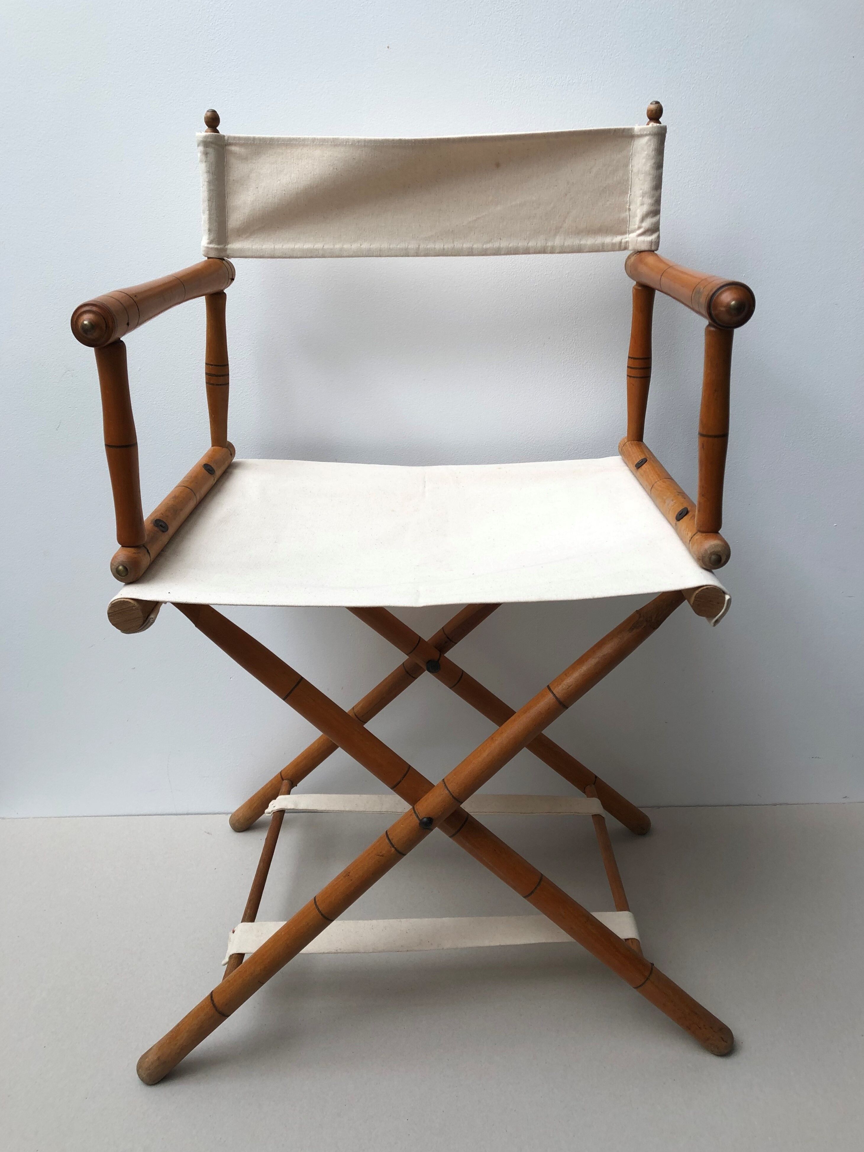 Former director's side chair in wood and canvas