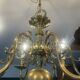 Antique Dutch 6-light chandelier in solid bronze