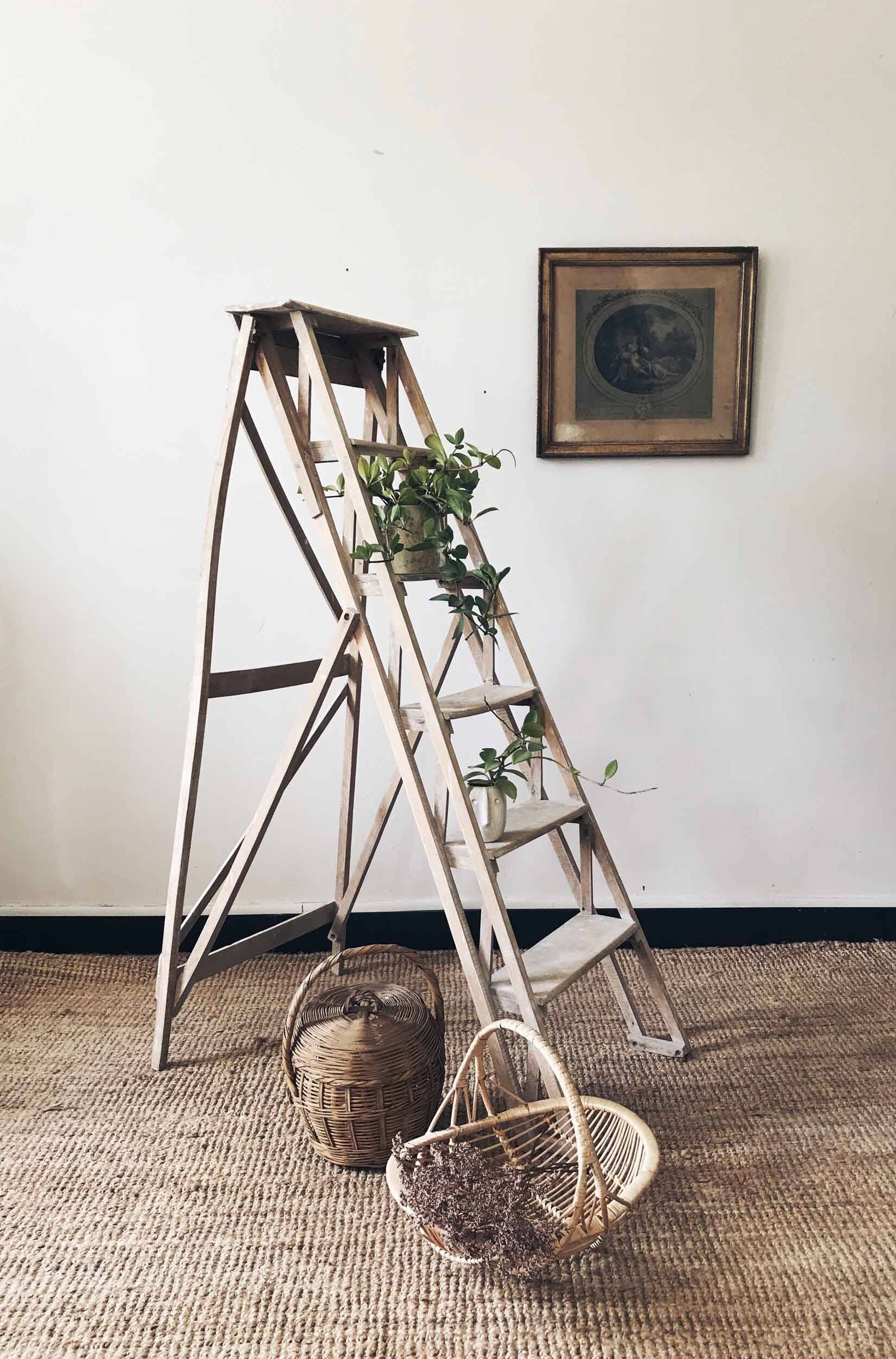 Old wooden painter's step ladder