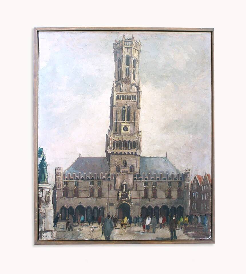 Mid-Century oil painting from Bruges