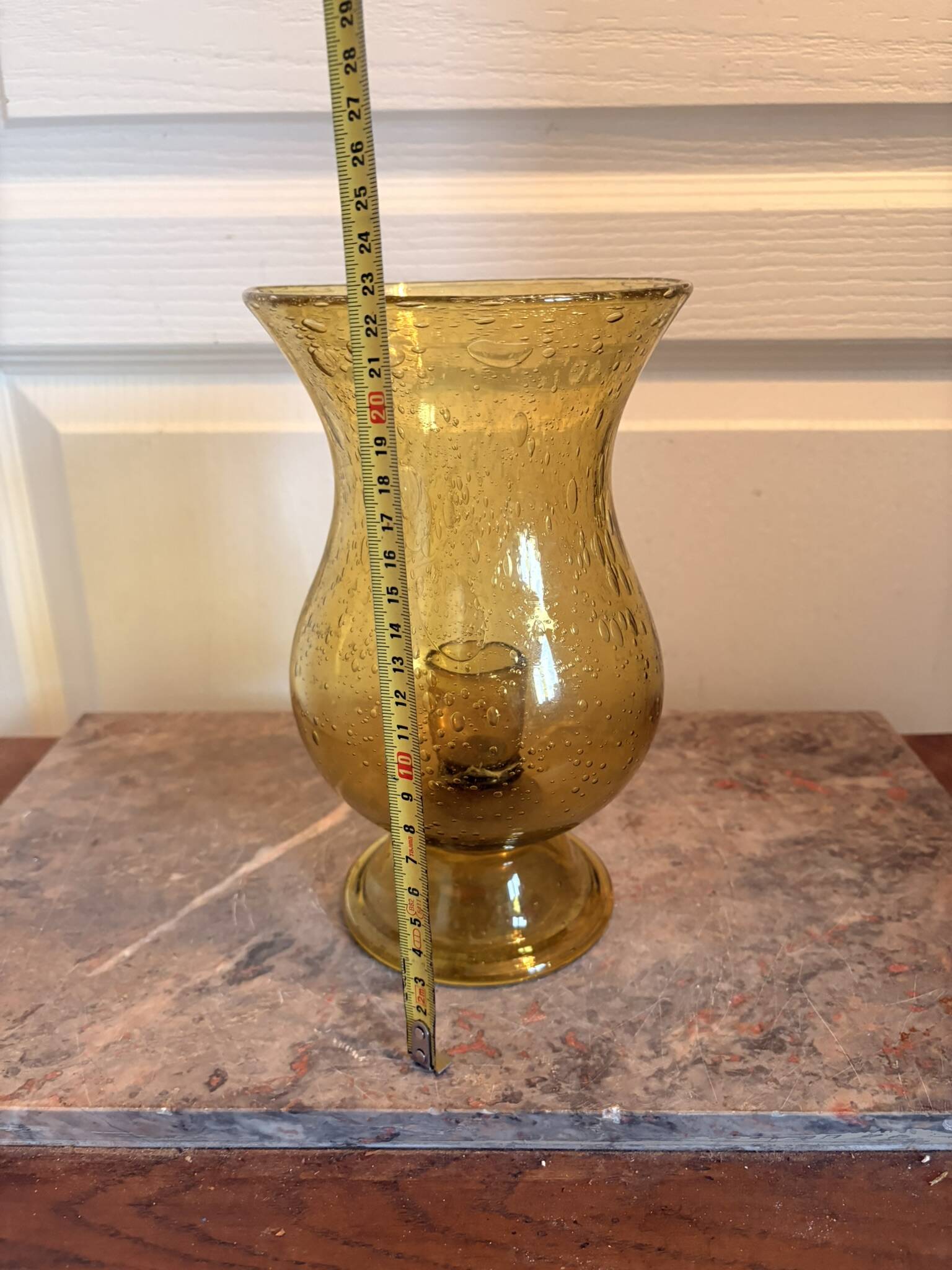 Old Vase Candle Holder Chandelier Blown Glass Bubbled Green BIOT