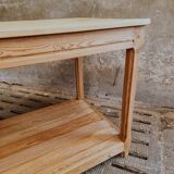 Old work table textile table pine cooking island or side table