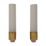 Pair of egoluce vintage orientable wall light in brass and Murano glass, Italy