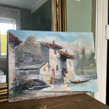 Painting landscape painting on canvas
