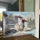 Painting landscape painting on canvas
