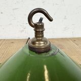 Industrial British Green Enamel Factory Pendant Lamp, 1950s