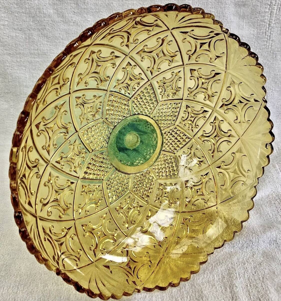 Georges Sand hollow two-tone glass compote bowl signed Portieux