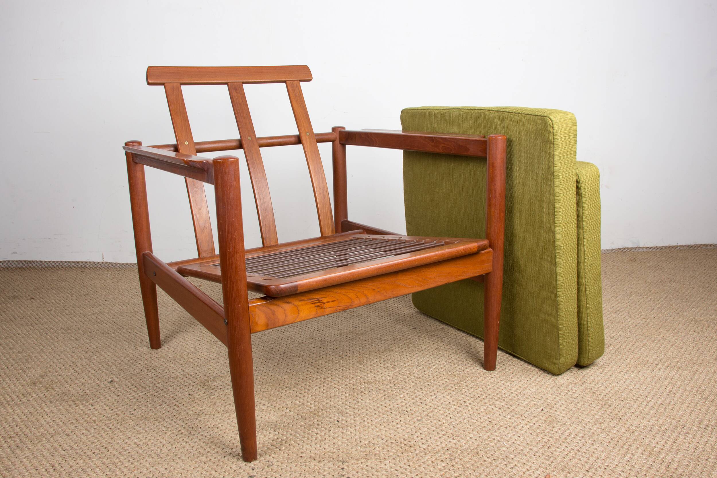 Danish Teak and fabric armchair by Børge Jensen & Sønner 1960.