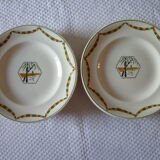 2 Lots de 6 assiettes plates porcelaine Longwy art déco