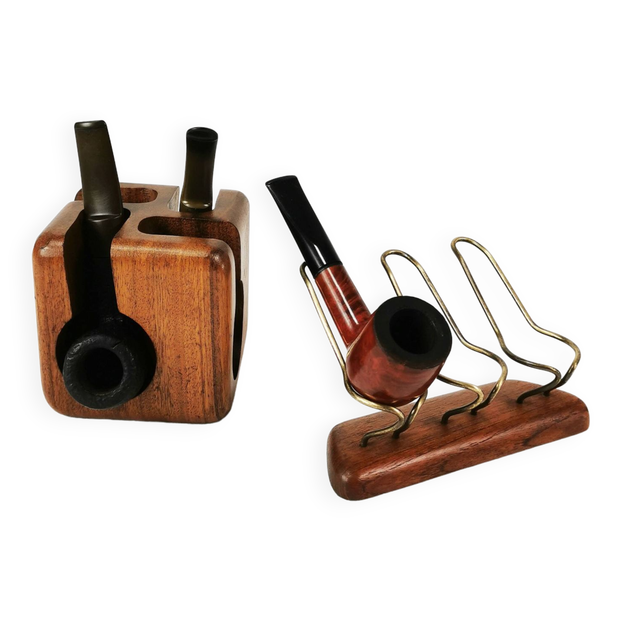 Mid century teak pipe stands, Sweden, 1960s.