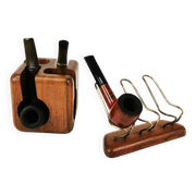 Mid century teak pipe stands, Sweden, 1960s.