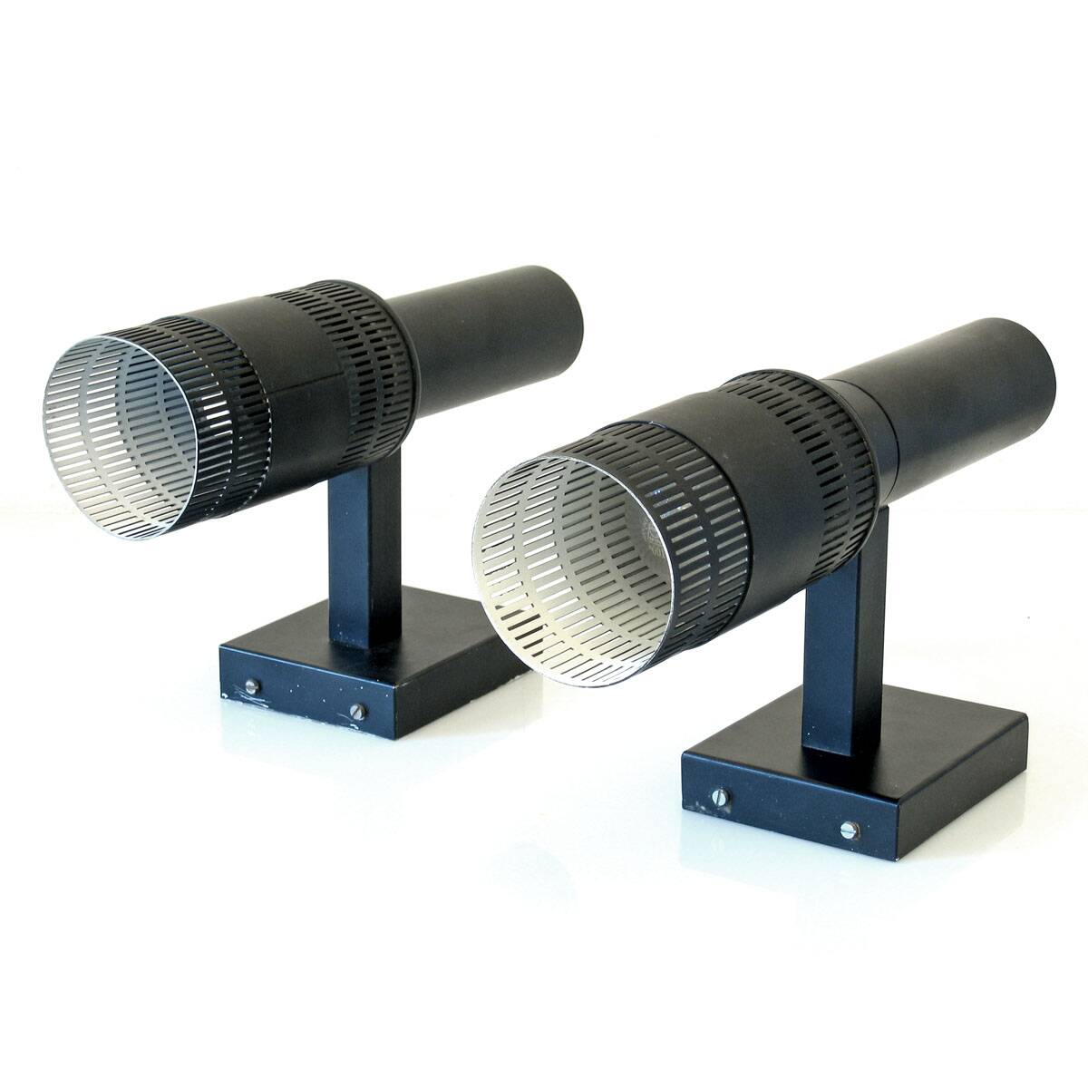 2 rare Philips black vintage wall lamps – Louis Kalff / Serge Mouille style, mid-century modern metal sconces