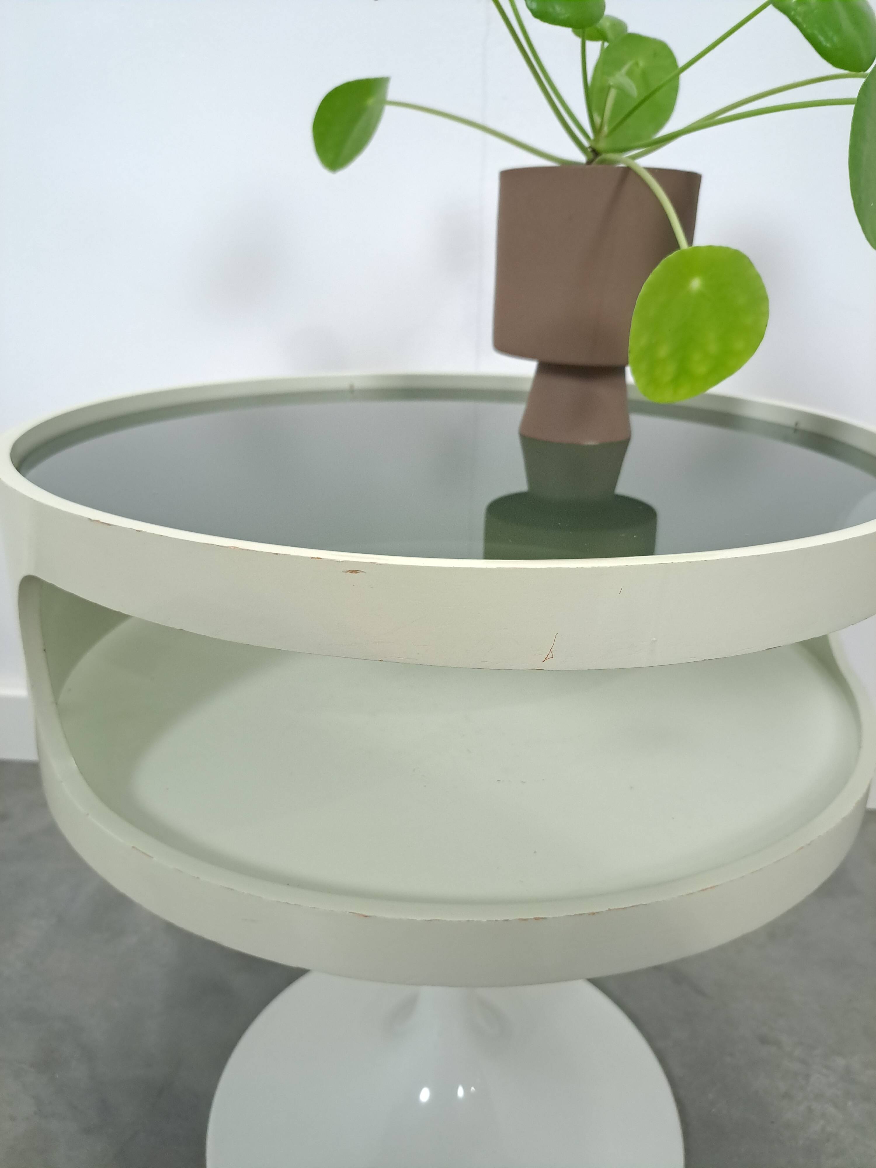 Space age design tafel Opal Möbel met rookglazen blad