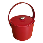 Vintage 1970s red vinyl ice bucket, Georges Briard style, USA