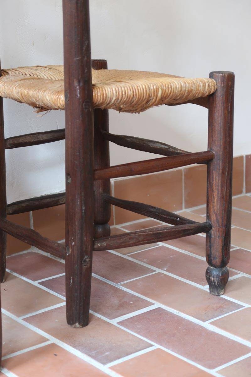 Pair of straw farm chairs