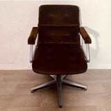 Fauteuil velours marron