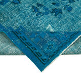 Handmade hi-low pile oriental 1970s 201 cm x 291 cm turquoise carpet