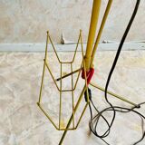 Lampadaire vintage en laiton, porte-revue et cendrier