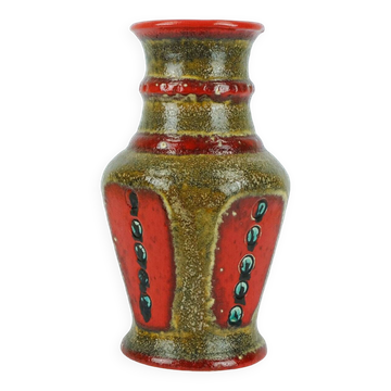 Vintage 1960s 70s vase u-keramik model 593/30 red brown green black wgp
