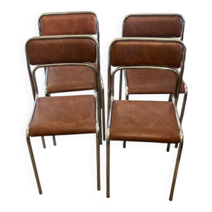 4 chaises chromés en - simili