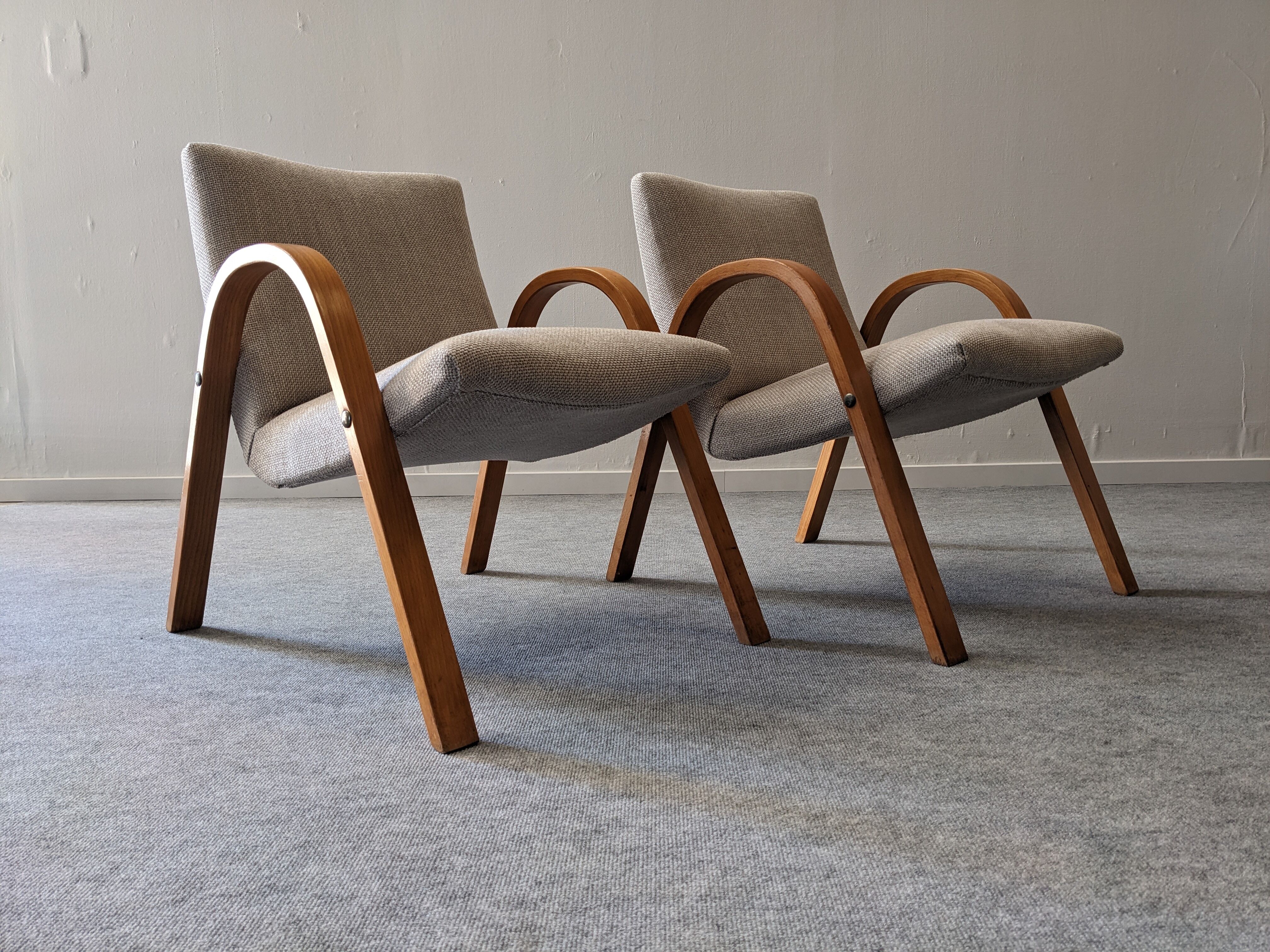 Pair of Bow Wood armchairs from the 50s/60s by Steiner