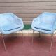 Paire fauteuils bleus et chromé lounge design 1970
