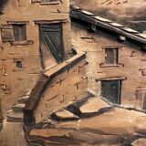 Tableau Alpin vintage années 50 - Sculpté et Pyrogravé - Ambiance Chal