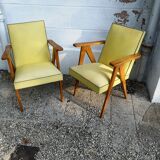 Pair of bridge armchairs with compass feet