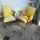 Pair of bridge armchairs with compass feet