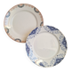 Round orange and blue plate HBCM and Creil and Montereau