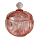 Bonbonnière en verre coloré rose, sucrier, boite à bijoux