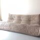TOGO 3-seater sofa in beige velvet, Ligne Roset edition 1970