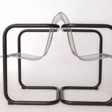Pair of Vintage Metal Armchairs – Chrome Wire Mesh – Italy 1980s
