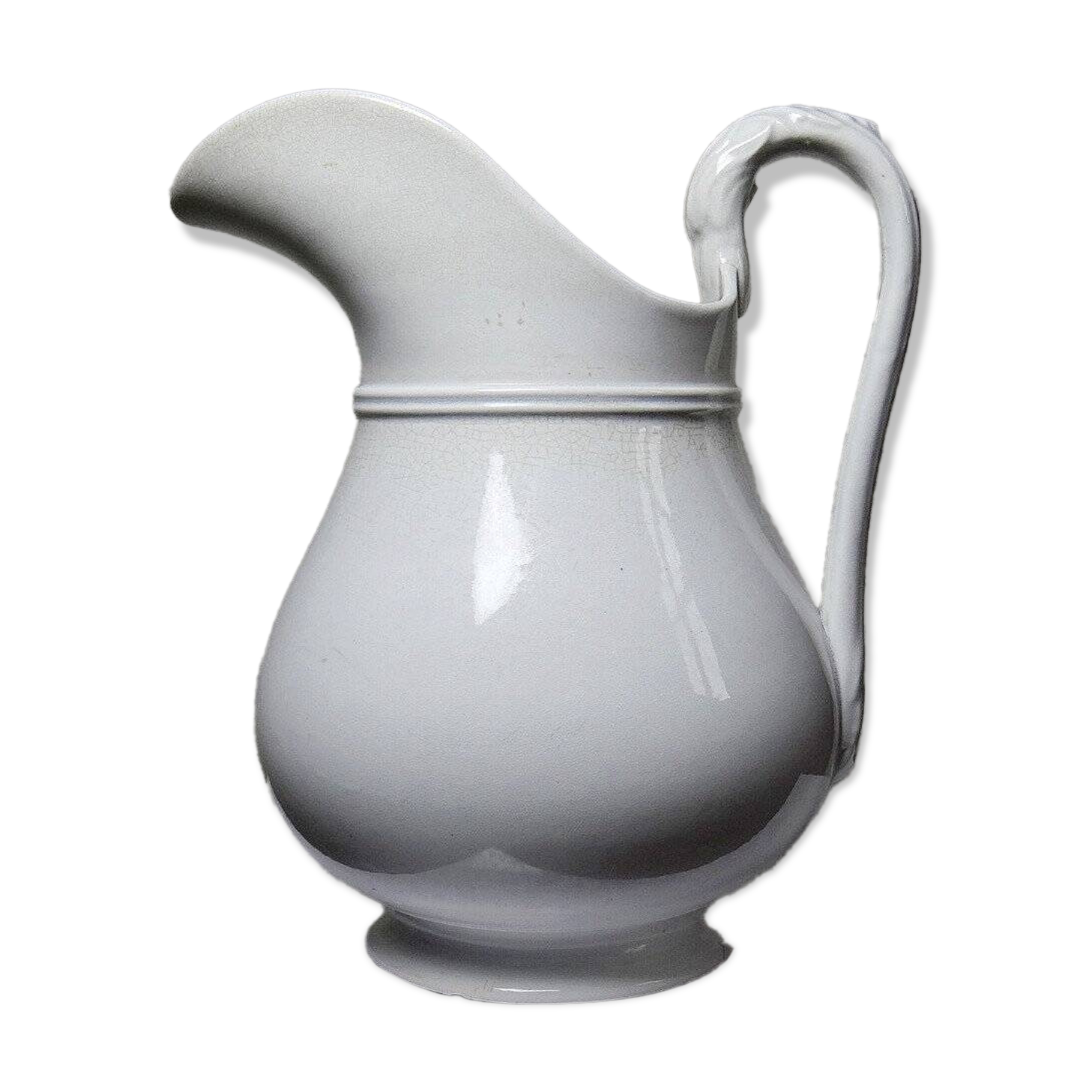 Antique white earthenware toilet jug from Pexonne, France