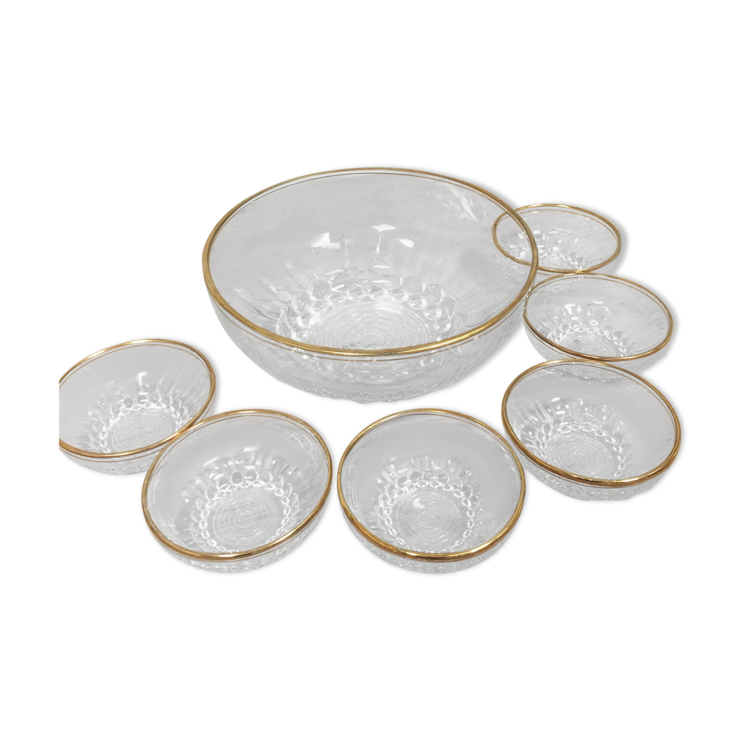 Gold-edged glass fruit salad service