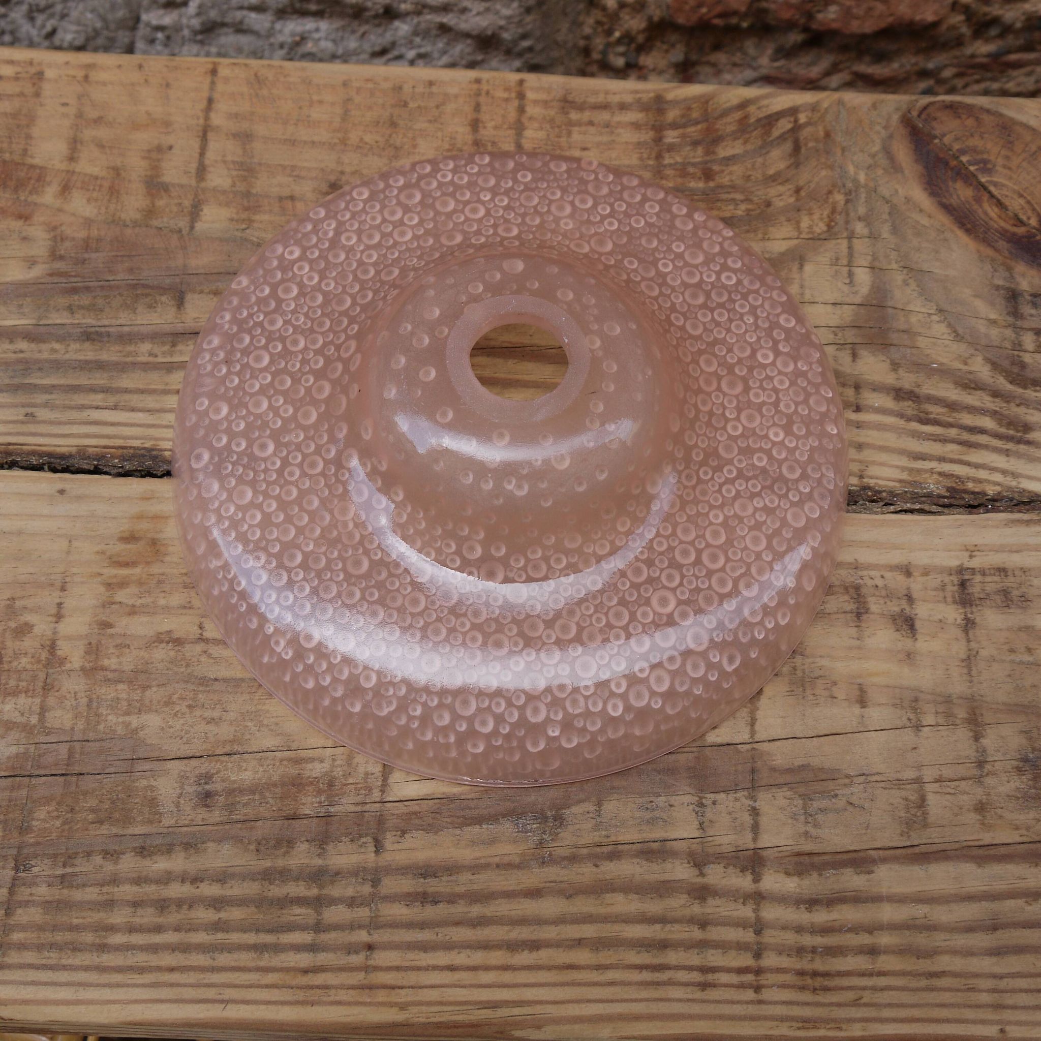 Abat-jour en verre rose bullé