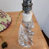 Glass lamp base and flowered lampshade