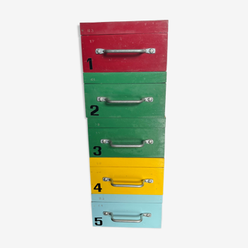 Series of 5 vintage drawers