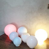 Globe 25cm en verre blanc ancien pour lampe suspension